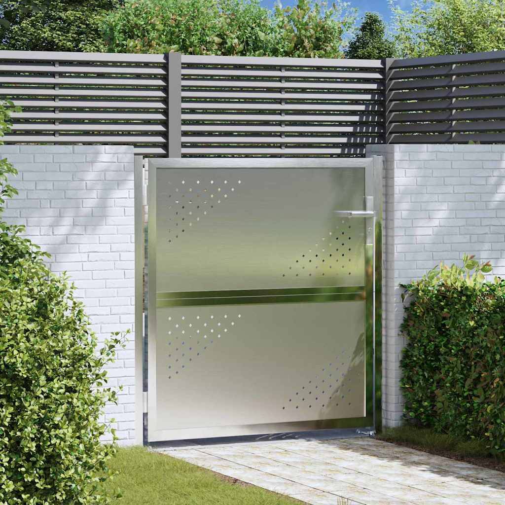 VidaXL portail de jardin avec serrure argent 95 x 100 cm en acier inoxydable