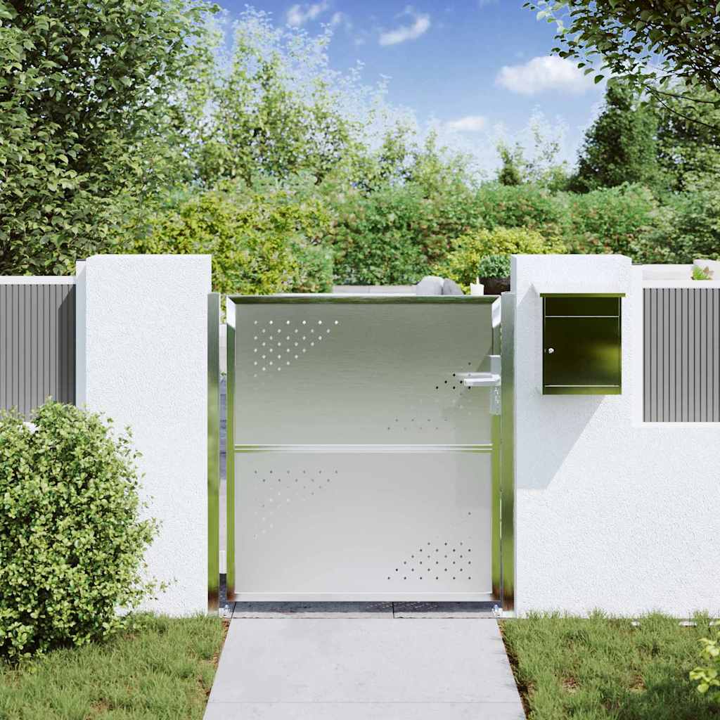 VidaXL portail de jardin avec serrure argent 95 x 100 cm en acier inoxydable