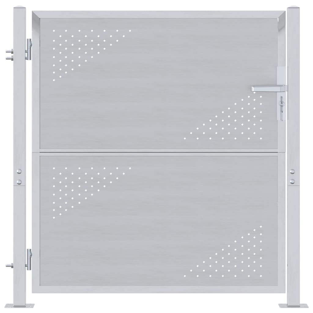 VidaXL portail de jardin avec serrure argent 95 x 100 cm en acier inoxydable