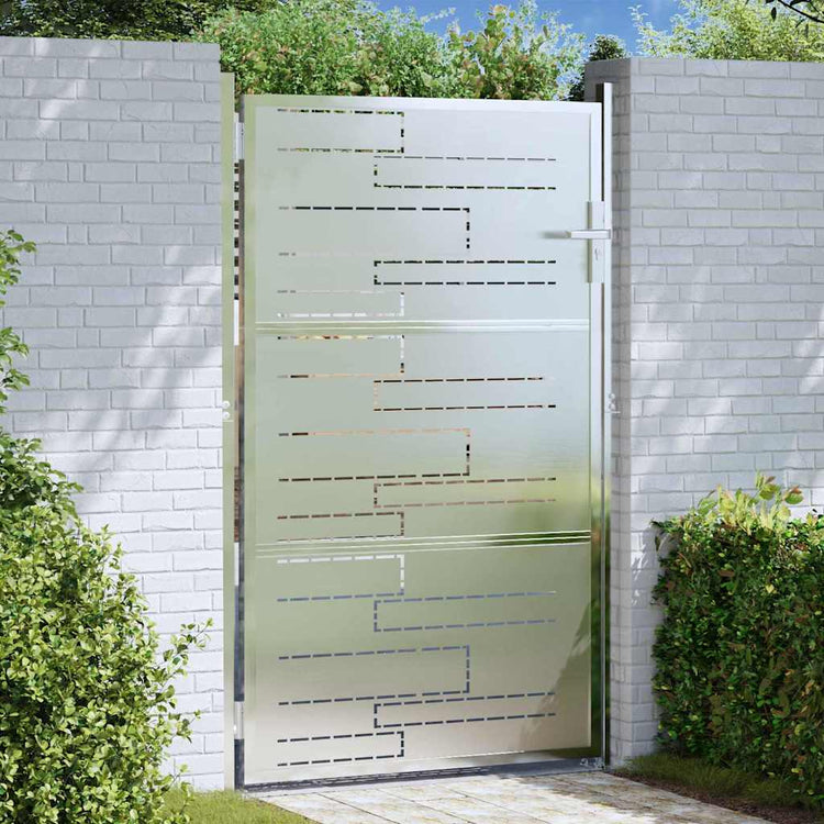VidaXL portail de jardin avec serrure argent 100 x 125 cm acier inoxydable