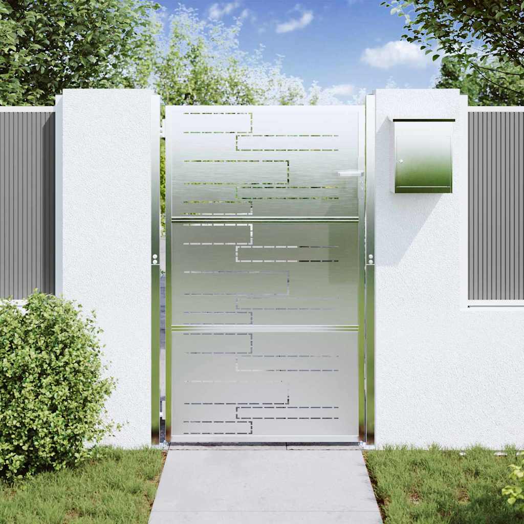 VidaXL portail de jardin avec serrure argent 100 x 125 cm acier inoxydable