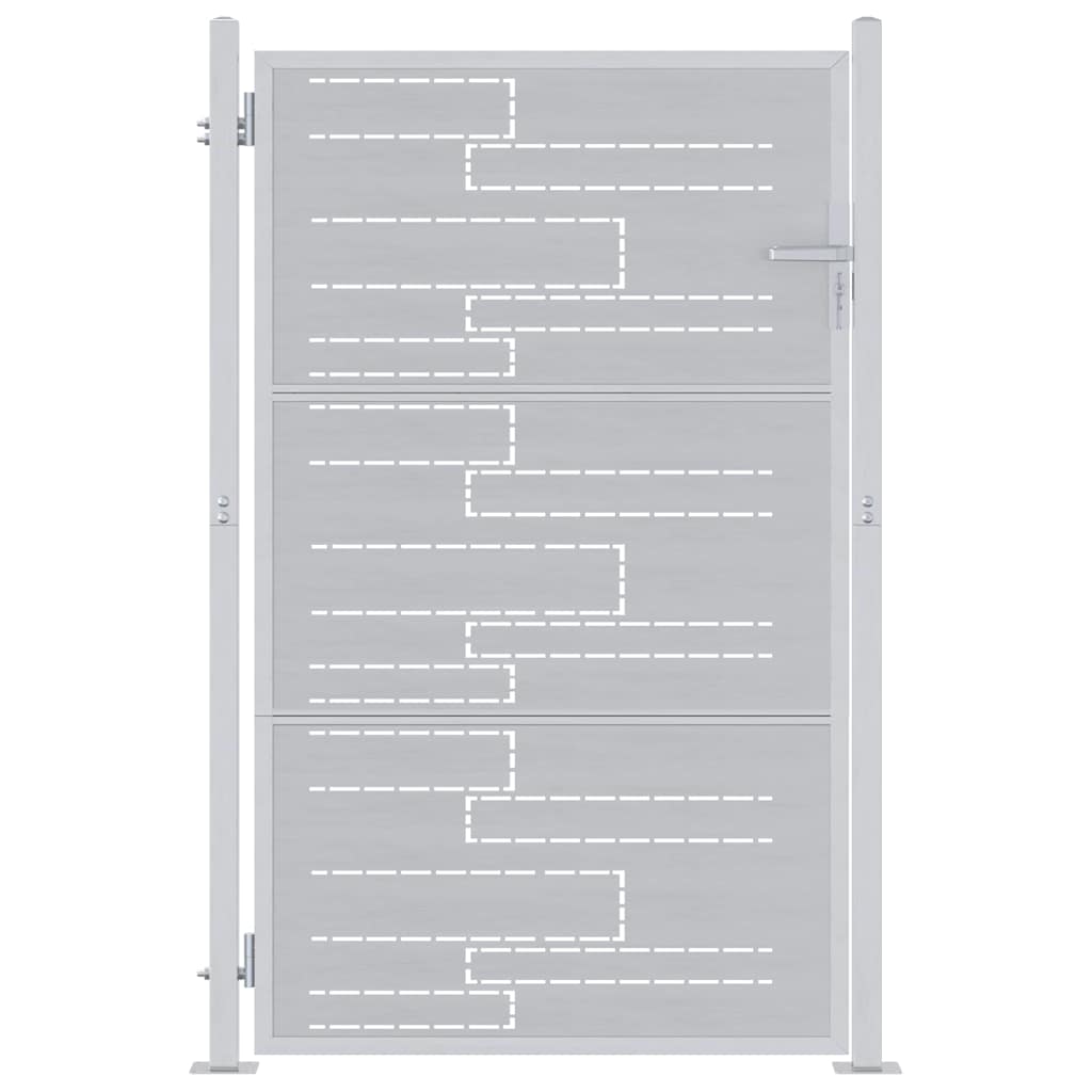 VidaXL portail de jardin avec serrure argent 100 x 125 cm acier inoxydable