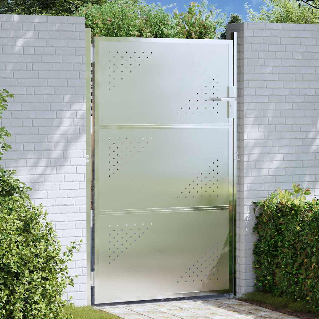 VidaXL portail de jardin avec serrure argent 100 x 150 cm acier inoxydable