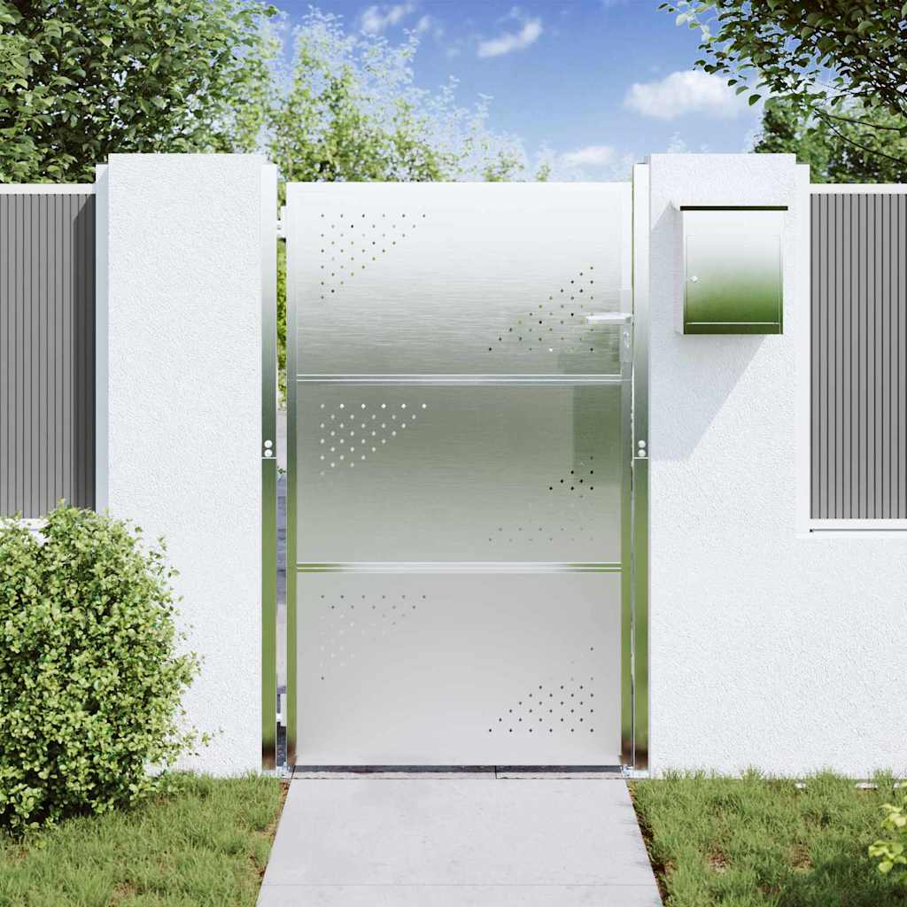 VidaXL portail de jardin avec serrure argent 100 x 150 cm acier inoxydable