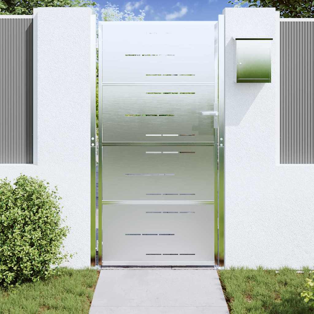 VidaXL portail de jardin avec serrure argent 96 x 180 cm acier inoxydable