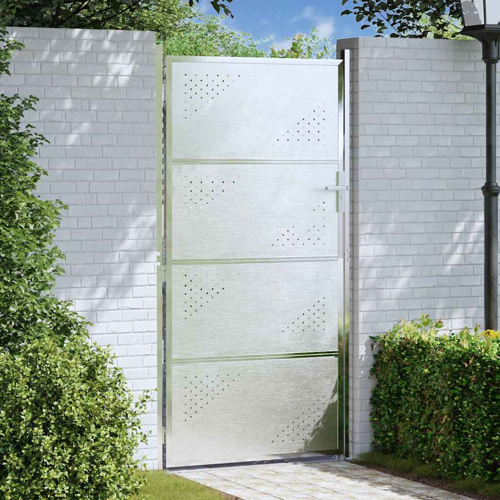 VidaXL portail de jardin avec serrure argent 96 x 180 cm acier inoxydable