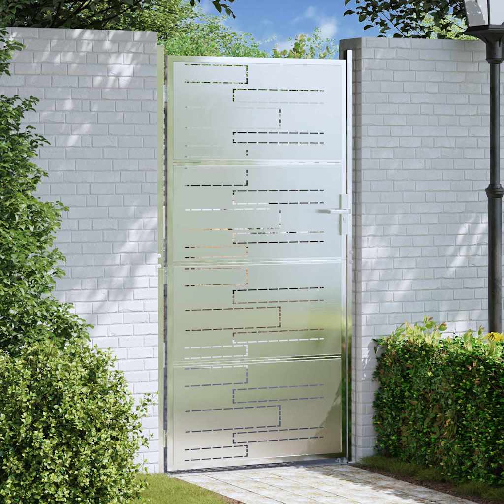 VidaXL portail de jardin avec serrure argent 96 x 200 cm acier inoxydable