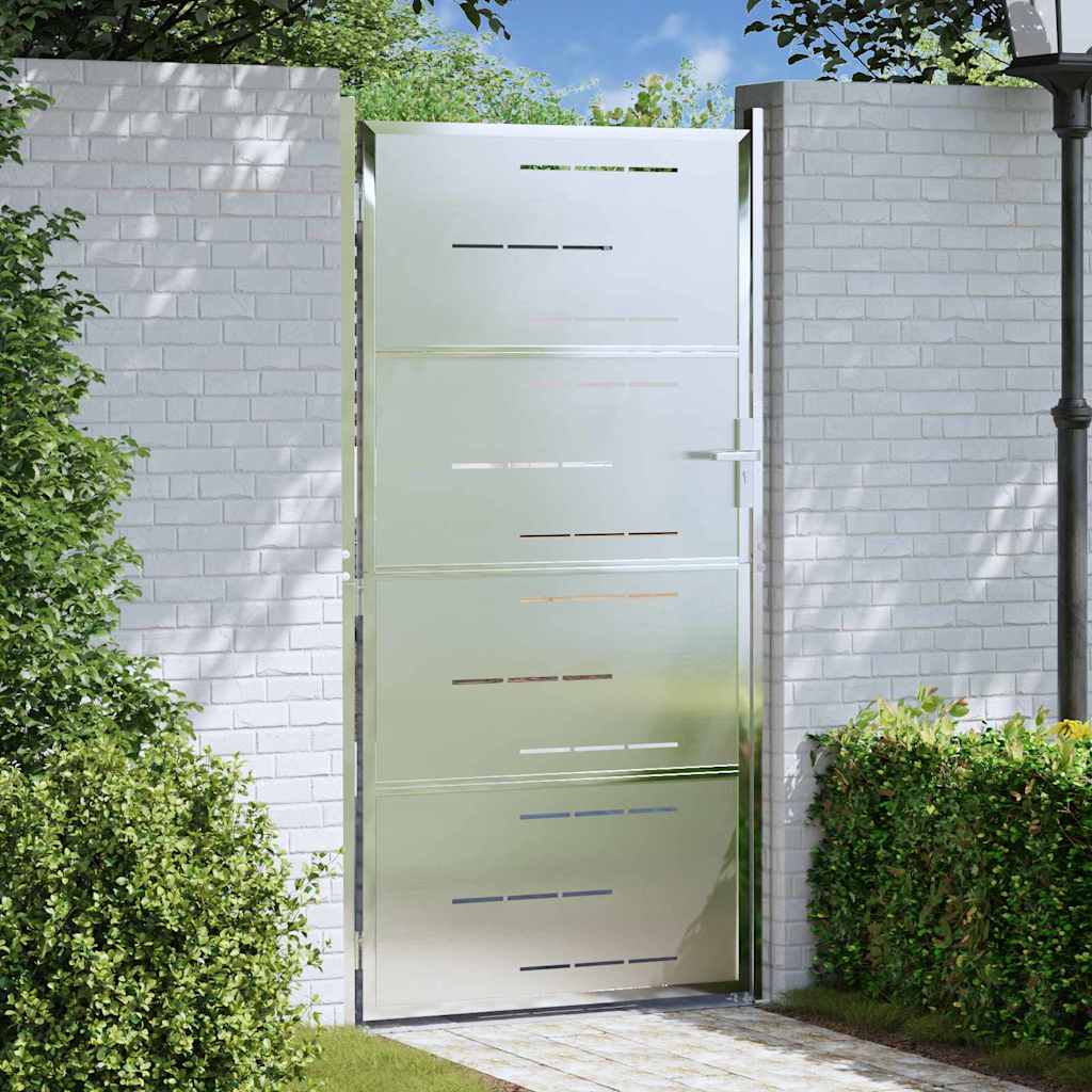 VidaXL portail de jardin avec serrure argent 96 x 200 cm acier inoxydable