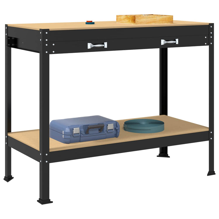 Vidaxl établis avec tiroir noir 114 x 54 x 91 cm bois fini