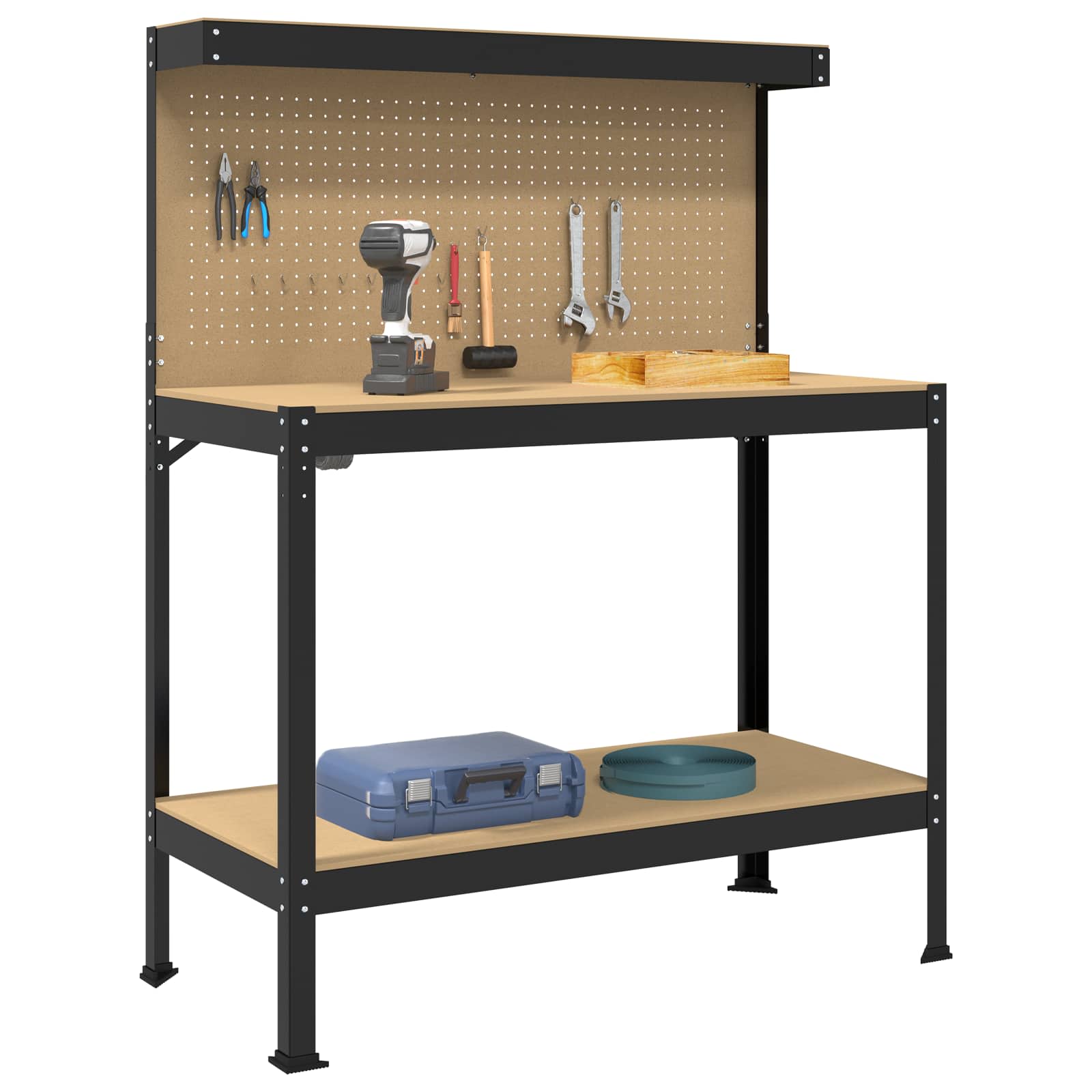 Vidaxx établis avec étagère noir 114 x 54 x 145 cm bois d'ingénierie