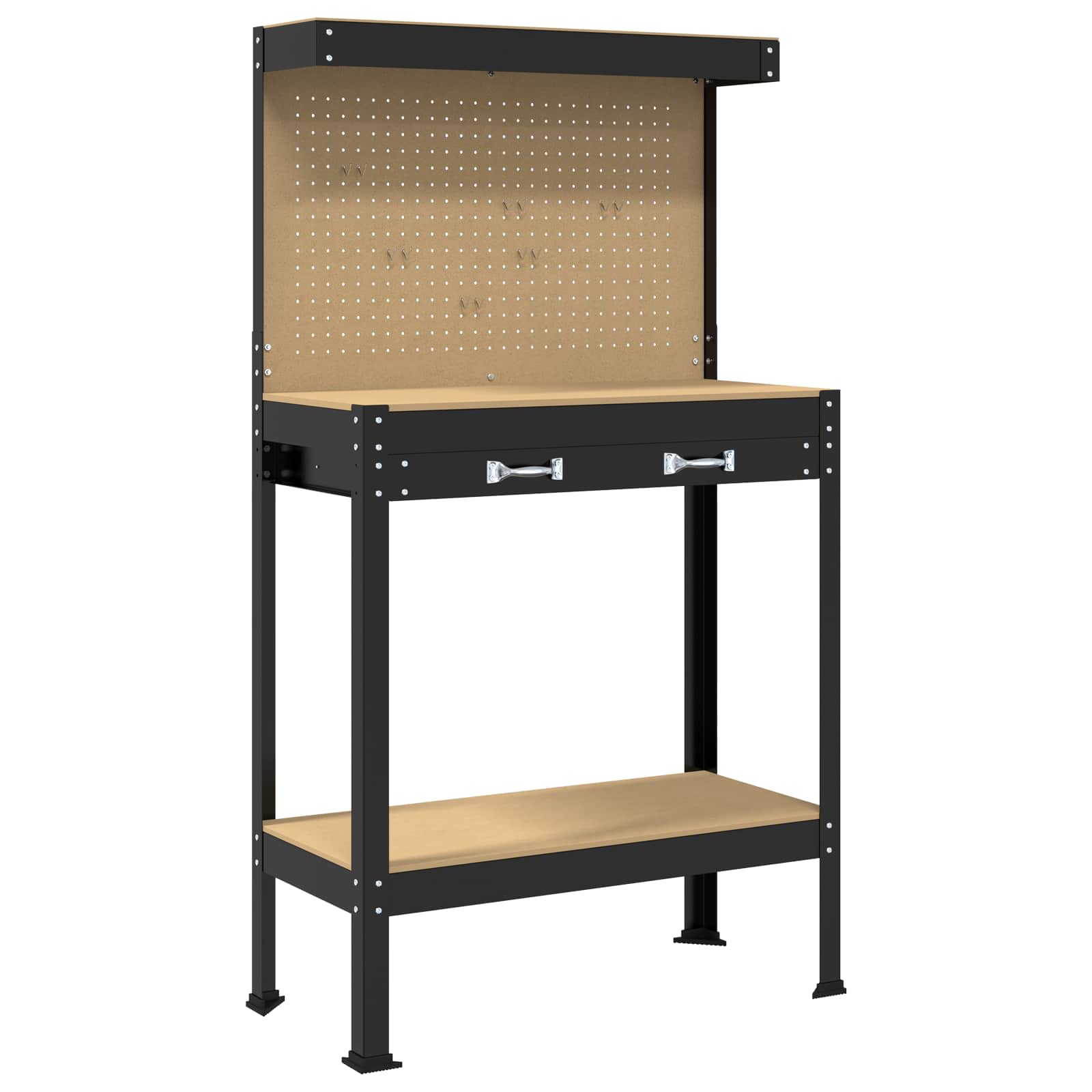 VidaXL établi avec tiroir et étagère noir 81 x 41 x 145 cm métal