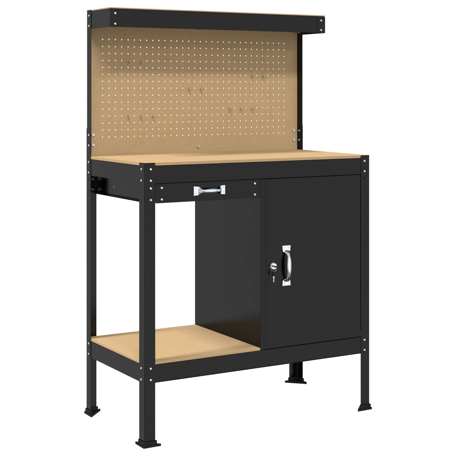 Vidaxxl établis avec tiroir noir 90 x 49 x 141 cm bois fini