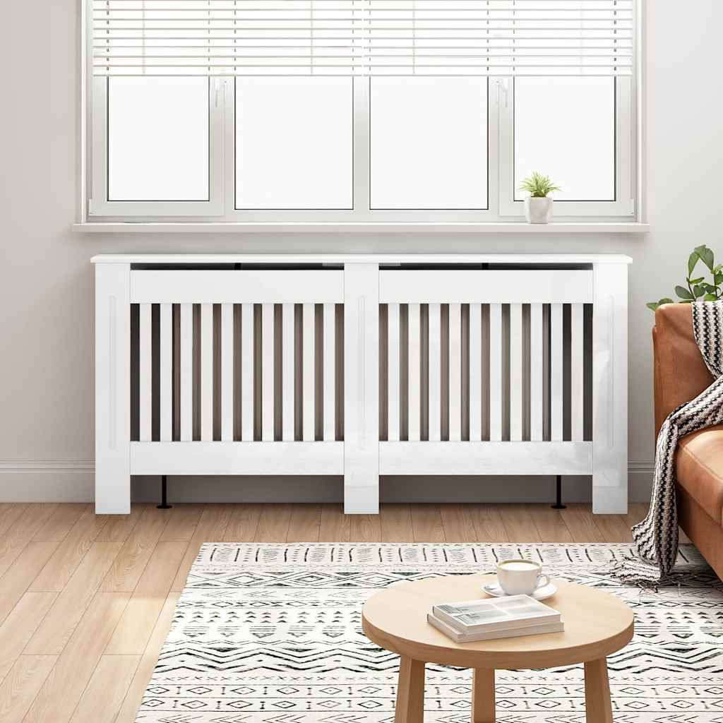 Vidaxxl cache-radiateur blanc brillant 172 x 19 x 81,5 cm bois d'ingénierie