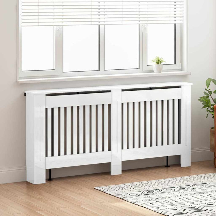 Vidaxxl cache-radiateur blanc brillant 172 x 19 x 81,5 cm bois d'ingénierie
