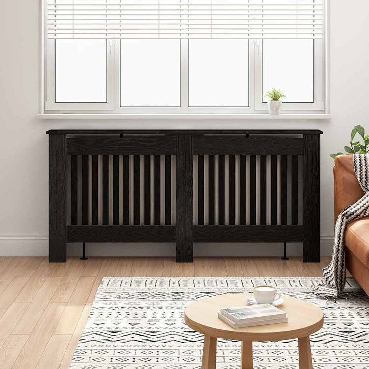 Vidaxxl cache radiateur chêne noir 172 x 19 x 81,5 cm bois d'ingénierie