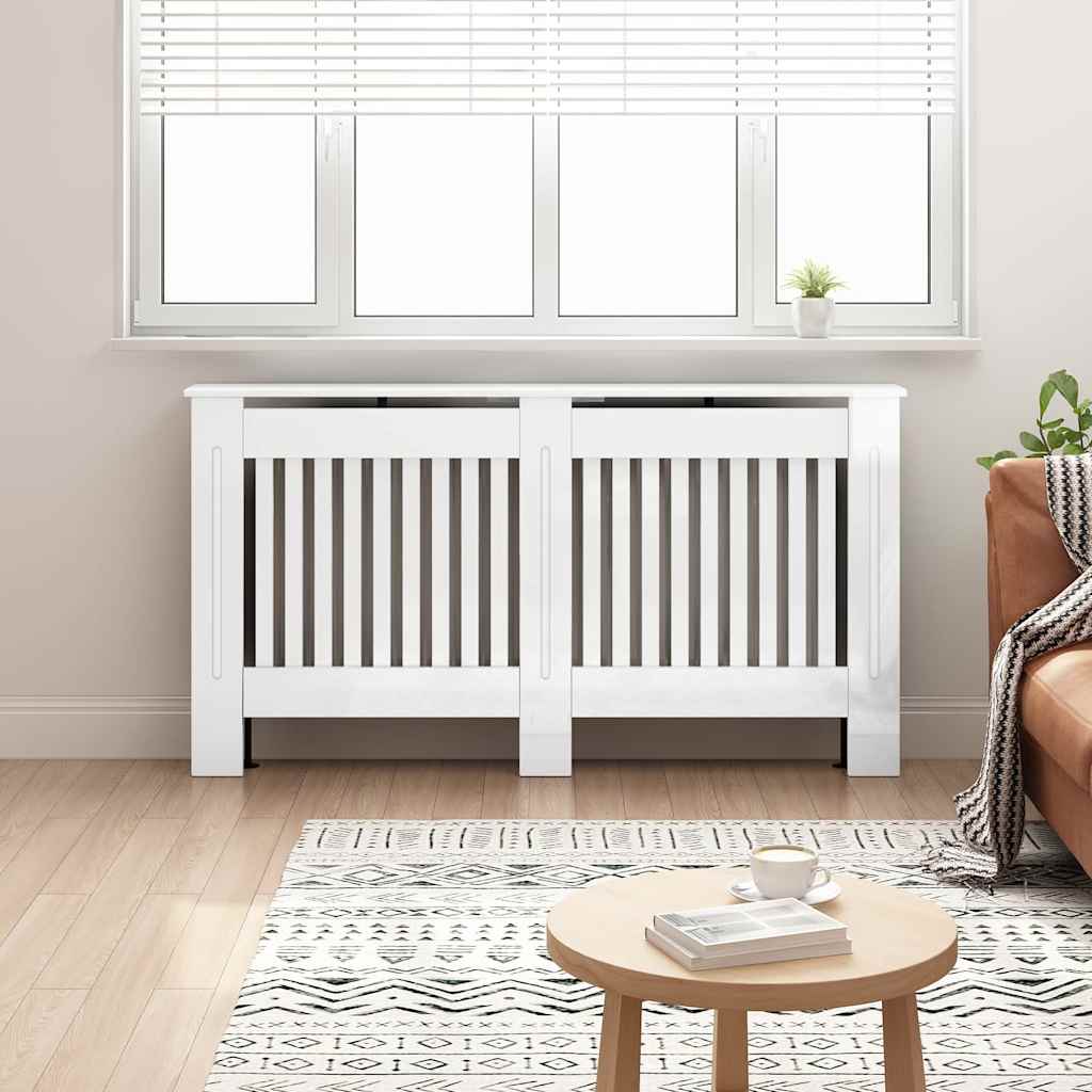 Vidaxxl cache-radiateur blanc brillant 152 x 19 x 81,5 cm bois d'ingénierie