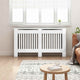 Vidaxxl cache-radiateur blanc brillant 152 x 19 x 81,5 cm bois d'ingénierie