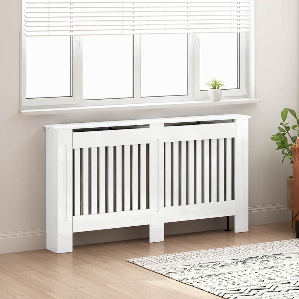 Vidaxxl cache-radiateur blanc brillant 152 x 19 x 81,5 cm bois d'ingénierie