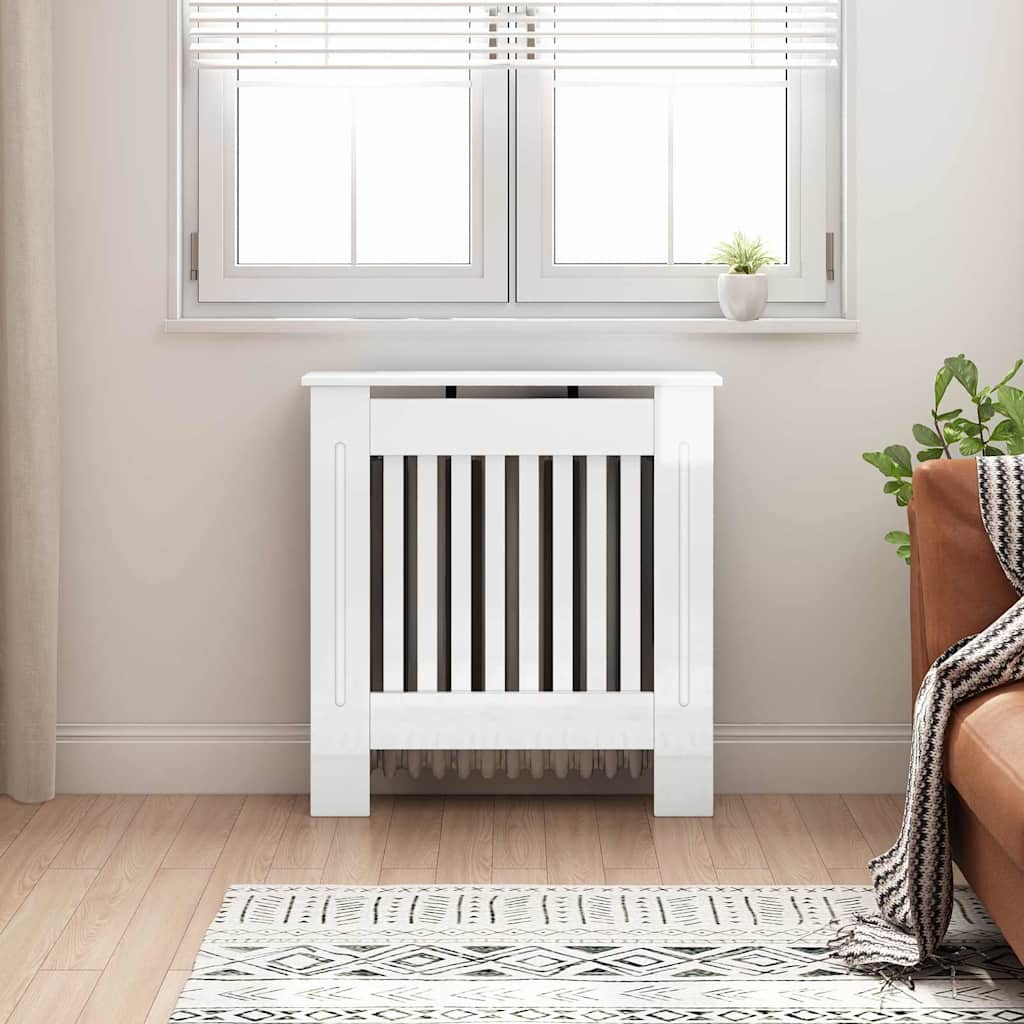 Vidaxxl cache-radiateur blanc brillant 78 x 19 x 81,5 cm bois d'ingénierie