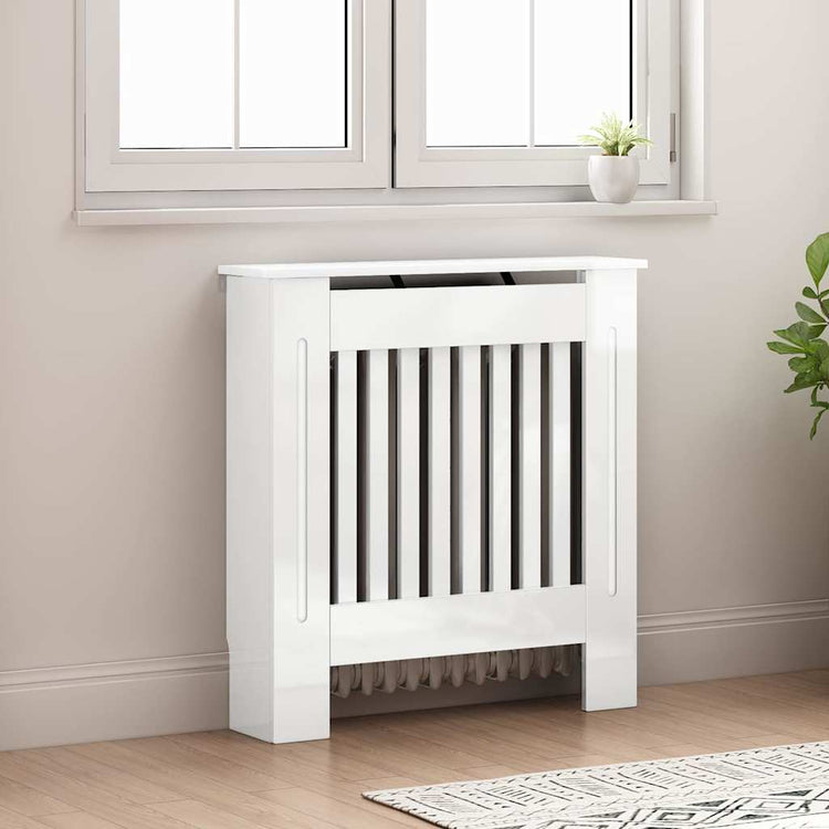 Vidaxxl cache-radiateur blanc brillant 78 x 19 x 81,5 cm bois d'ingénierie