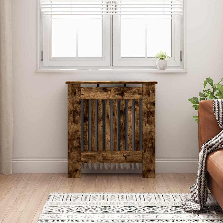 Vidaxxl cache radiateur chêne fumé 78 x 19 x 81,5 cm bois d'ingénierie