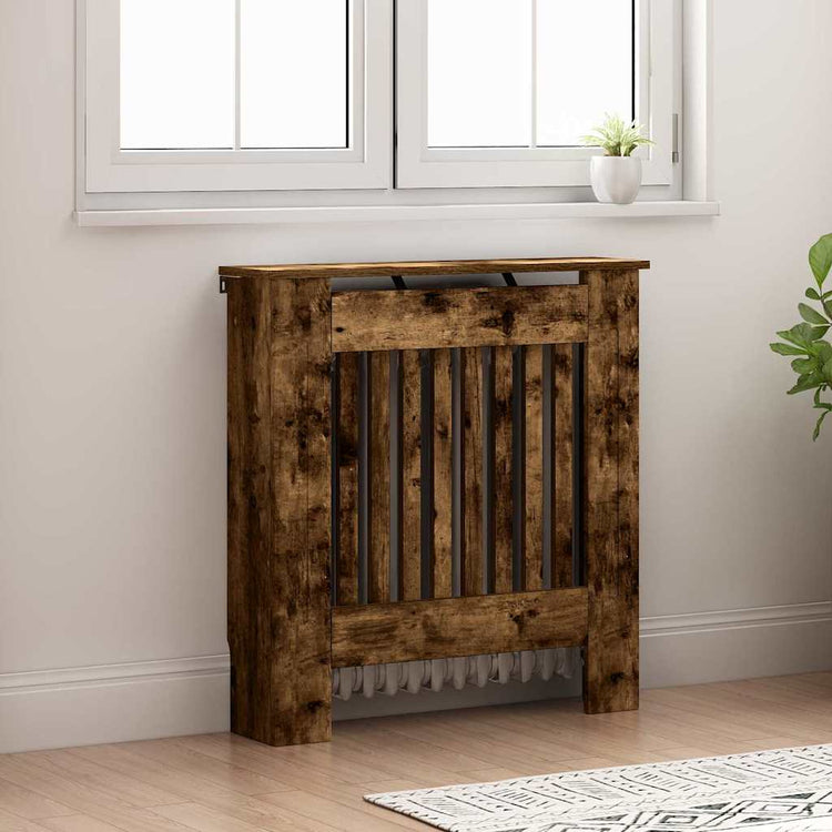 Vidaxxl cache radiateur chêne fumé 78 x 19 x 81,5 cm bois d'ingénierie