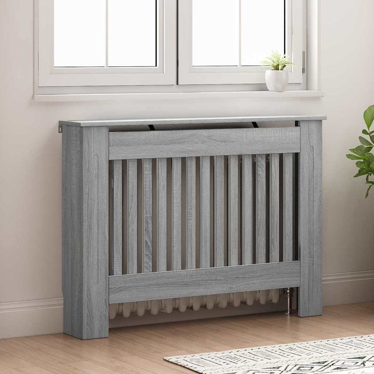 Vidaxl cache radiateur gris Sonoma 112 x 19 x 81,5 cm bois d'ingénierie