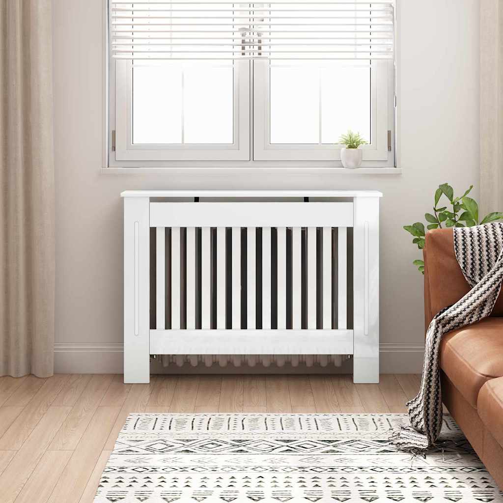 Vidaxxl cache-radiateur blanc brillant 112 x 19 x 81,5 cm bois d'ingénierie
