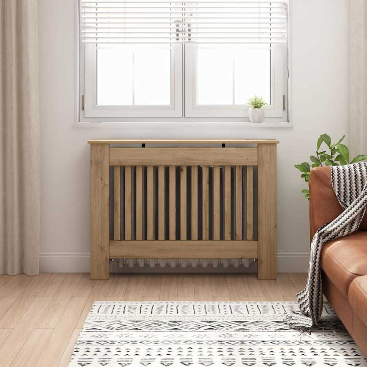 Vidaxxl cache radiateur chêne artisanal 112 x 19 x 81,5 cm bois d'ingénierie
