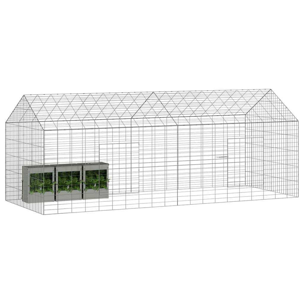 Vidaxl cage à lapin argent 400 x 78 x 78 cm acier galvanisé