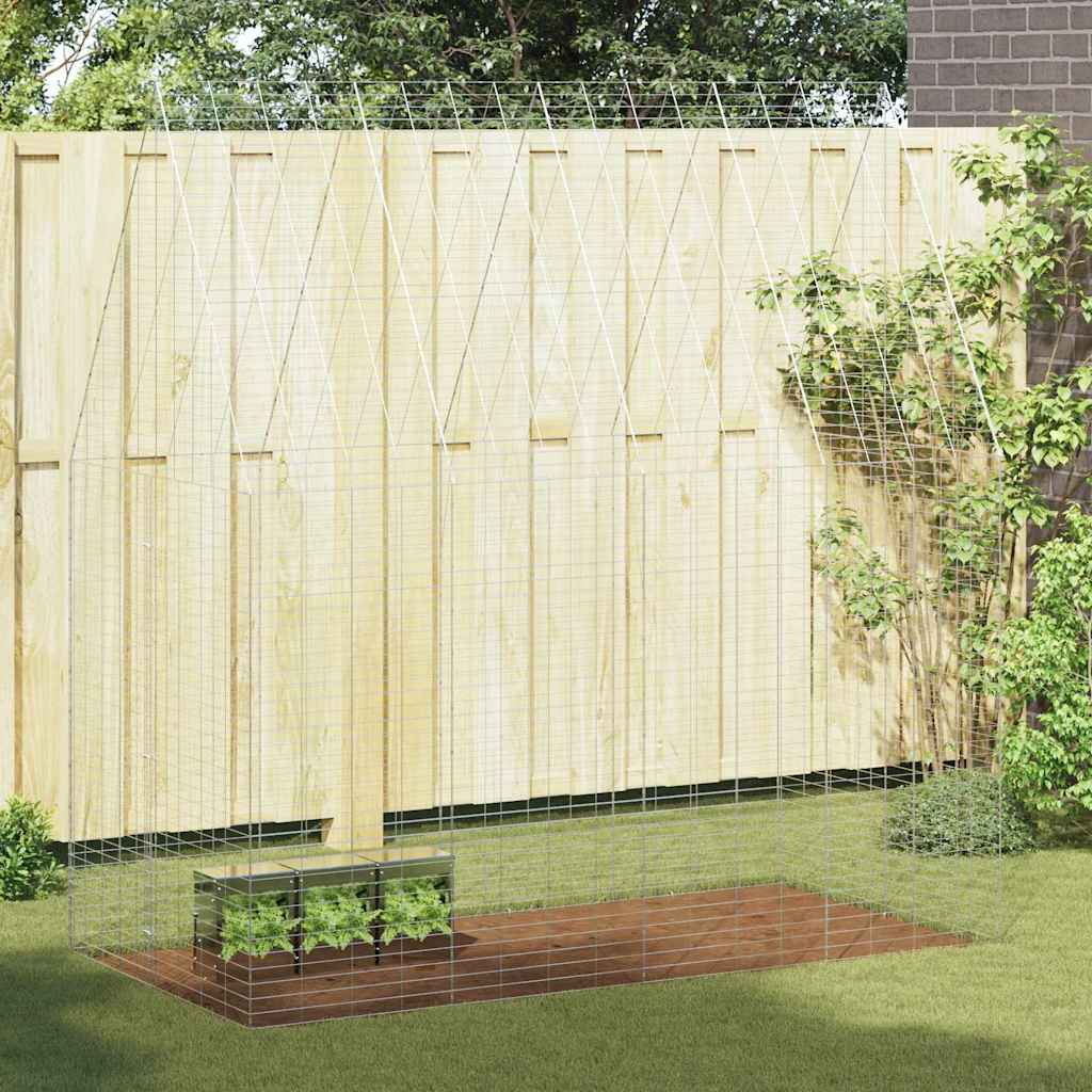 Vidaxl cage à lapin argent 400 x 100 x 210 cm acier galvanisé