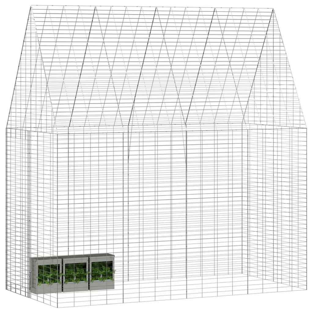 Vidaxl cage à lapin argent 400 x 100 x 210 cm acier galvanisé