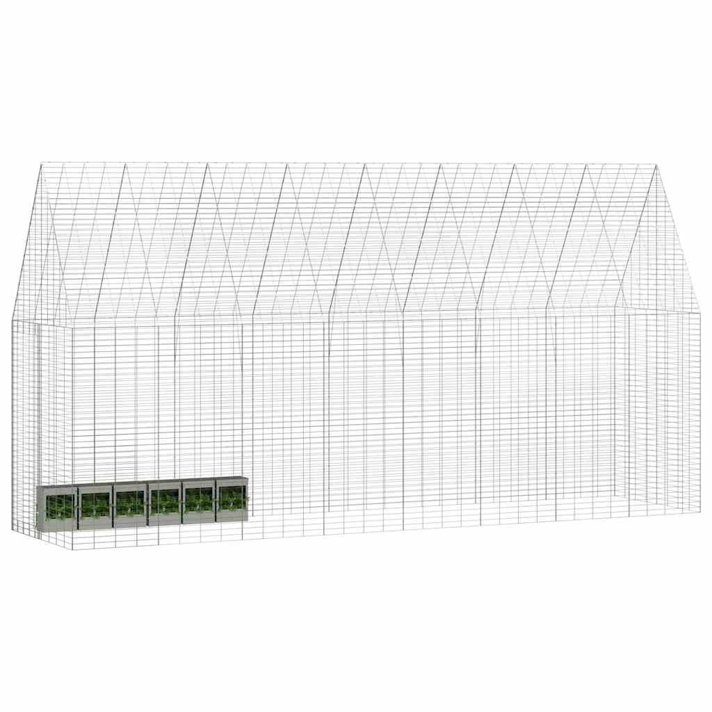 Vidaxl cage à lapin argent 400 x 100 x 210 cm acier galvanisé
