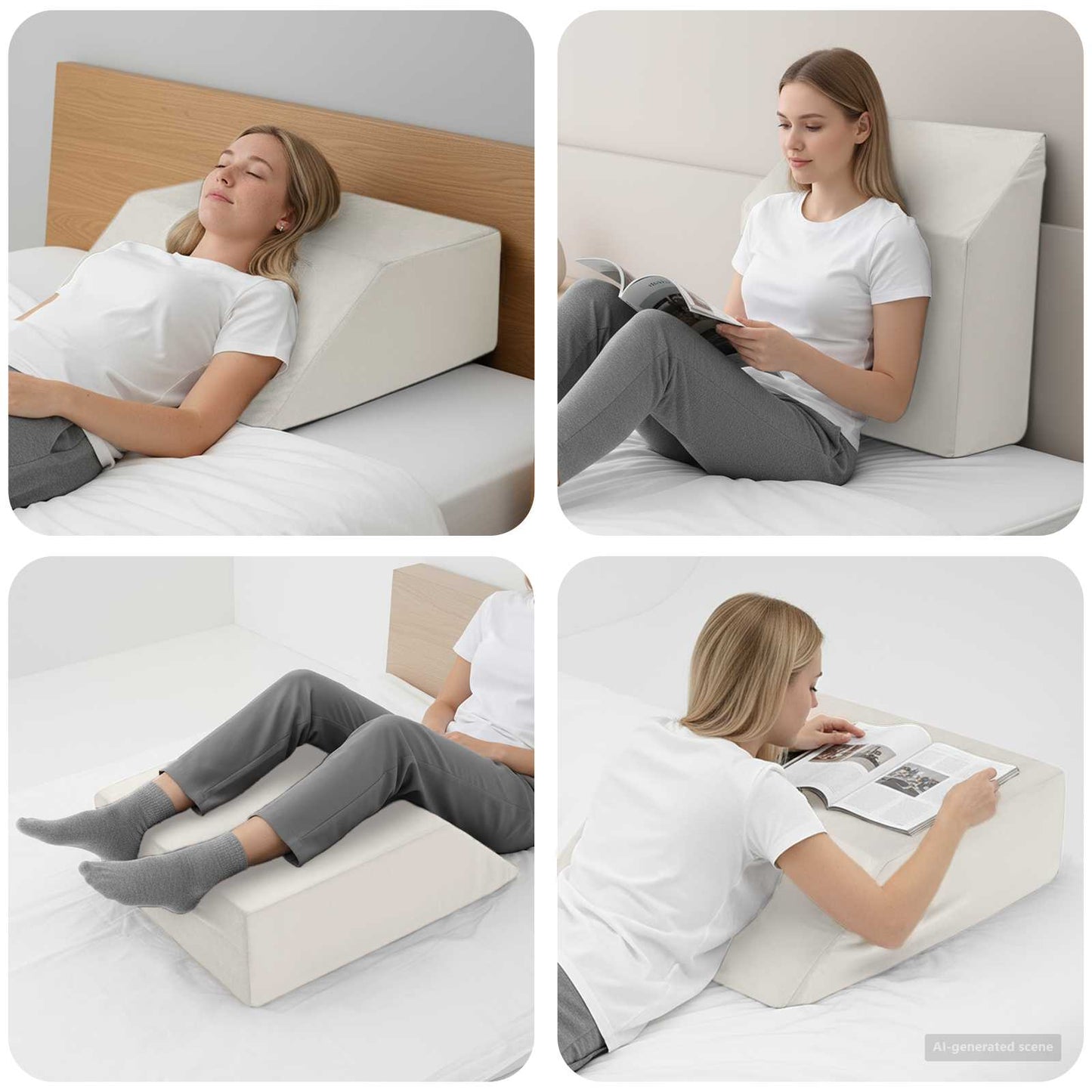 VidaXL coussin de jambe uni blanc 63 x 52 x 19,5 cm