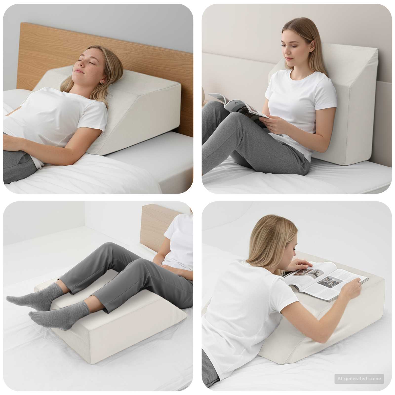 VidaXL coussin de jambe uni blanc 63 x 52 x 19,5 cm