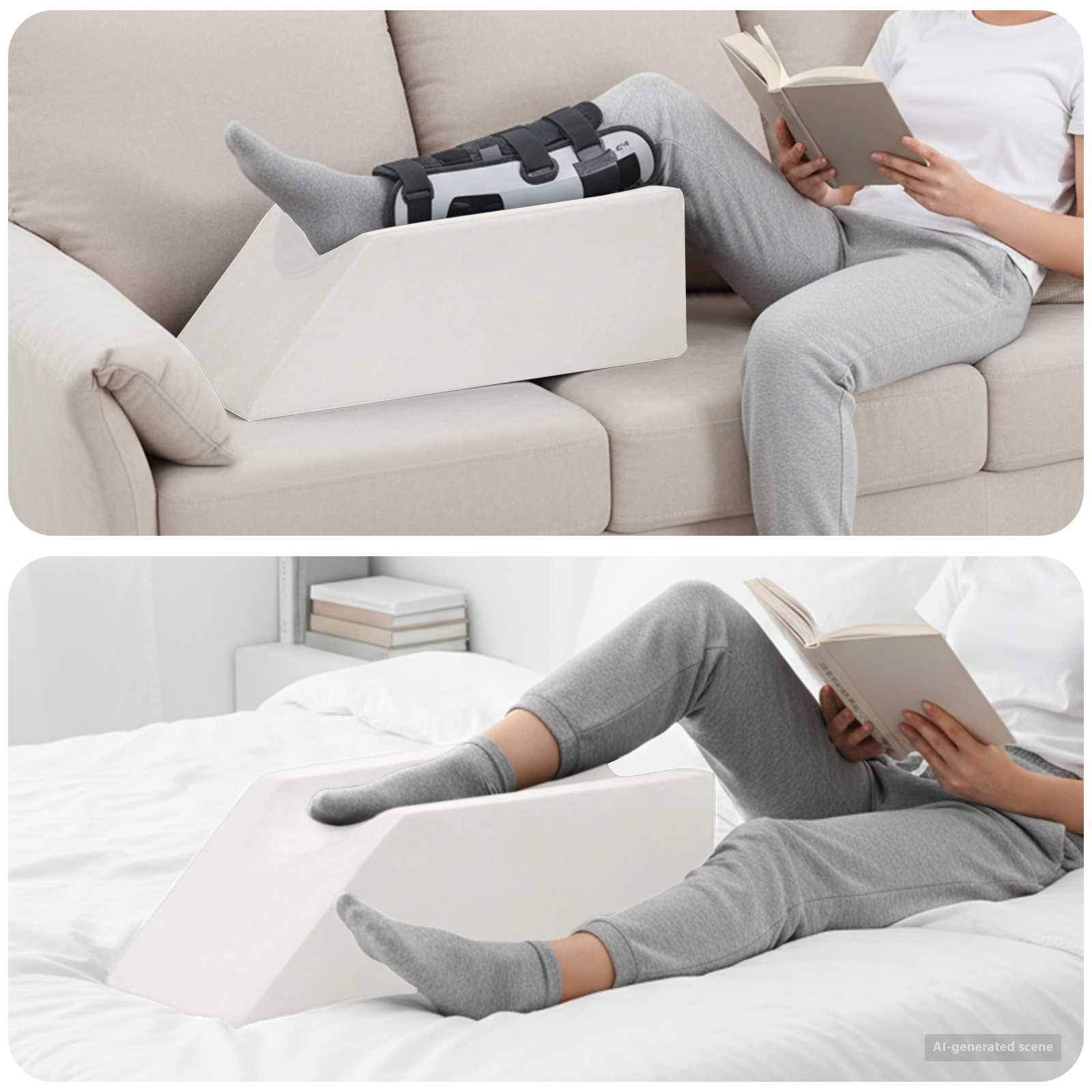 Vidaxx coussin de jambe uni blanc 68 x 25 x 21,5 cm