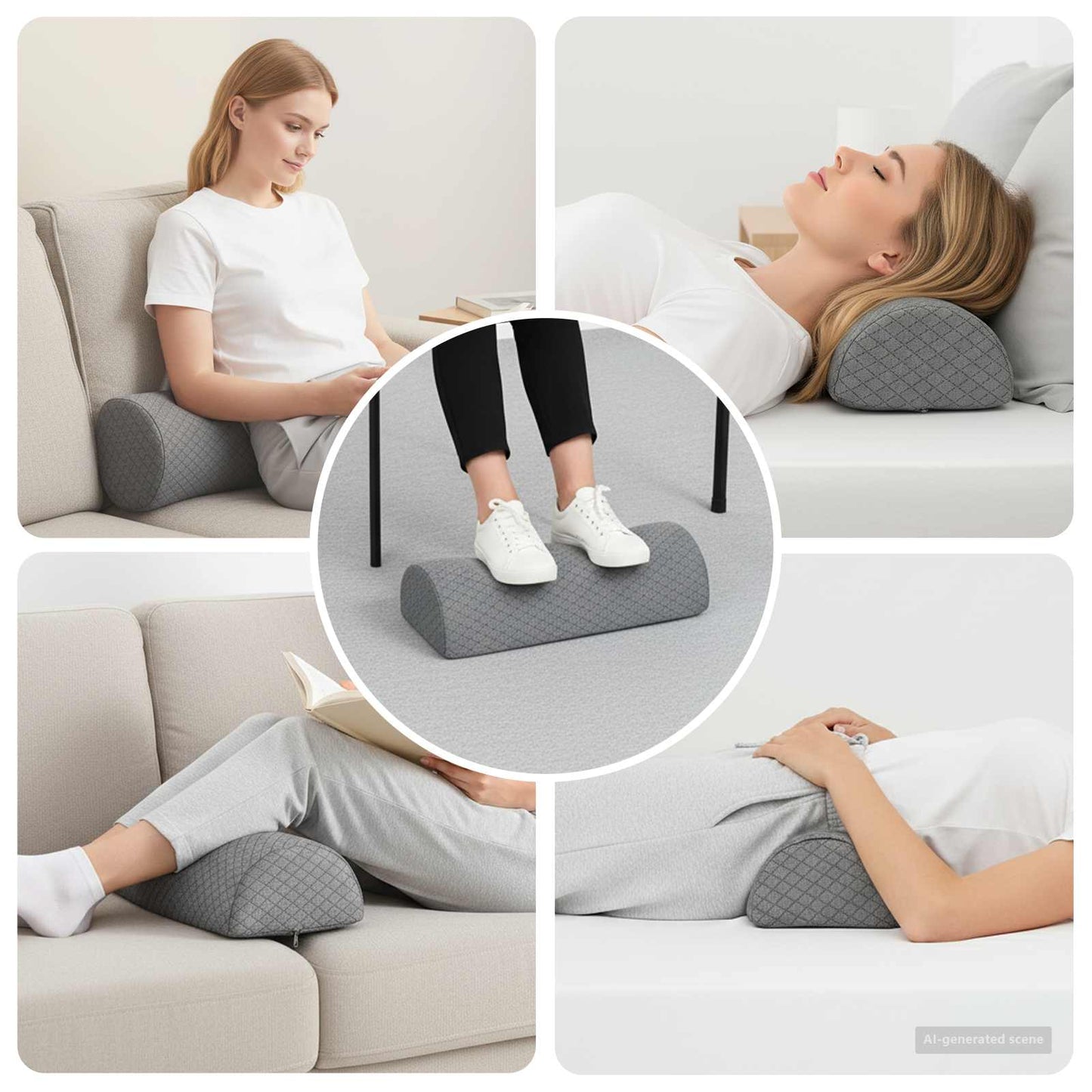 Vidaxx coussin de jambe géométrique gris 52 x 20 x 11 cm