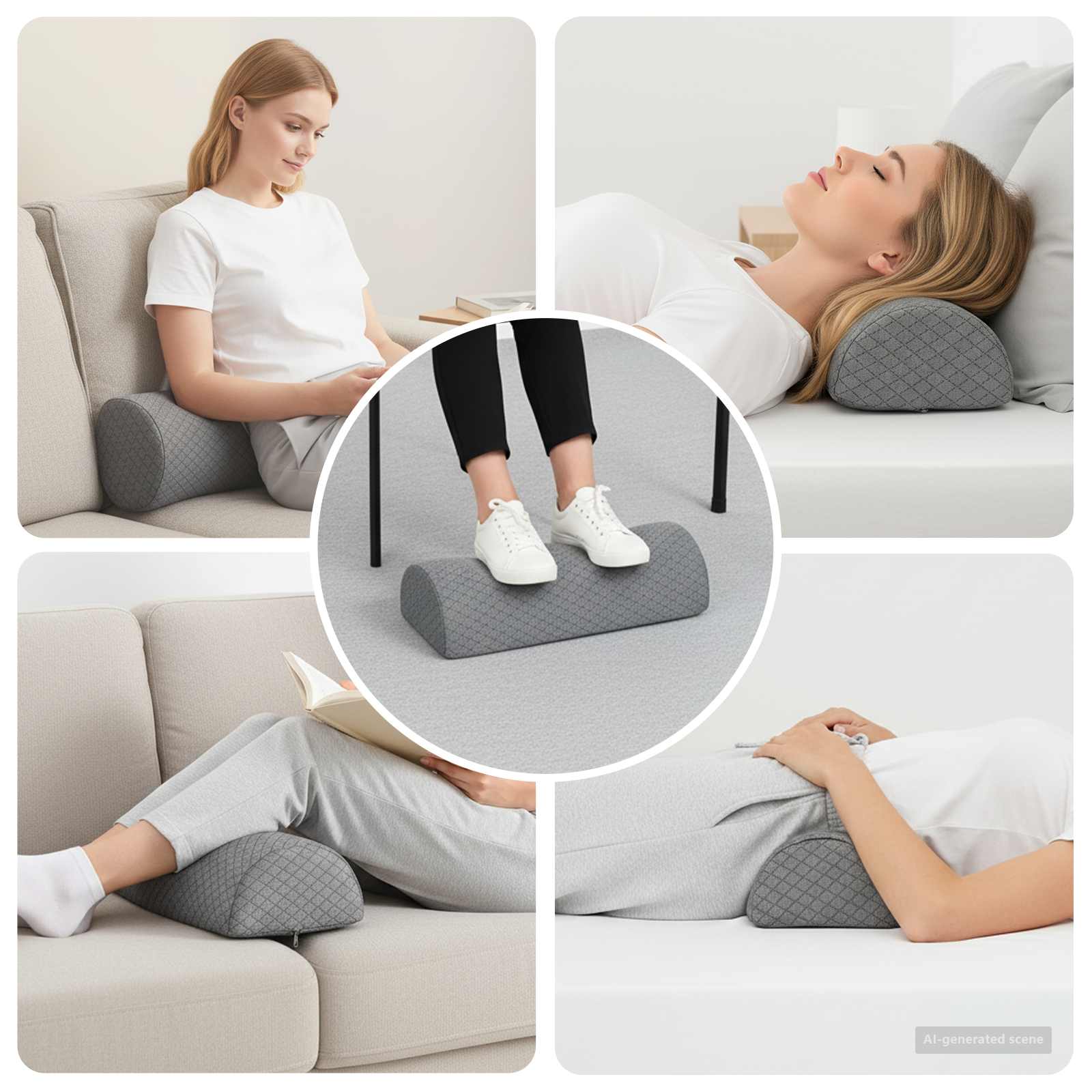 Vidaxx coussin de jambe géométrique gris 52 x 20 x 11 cm