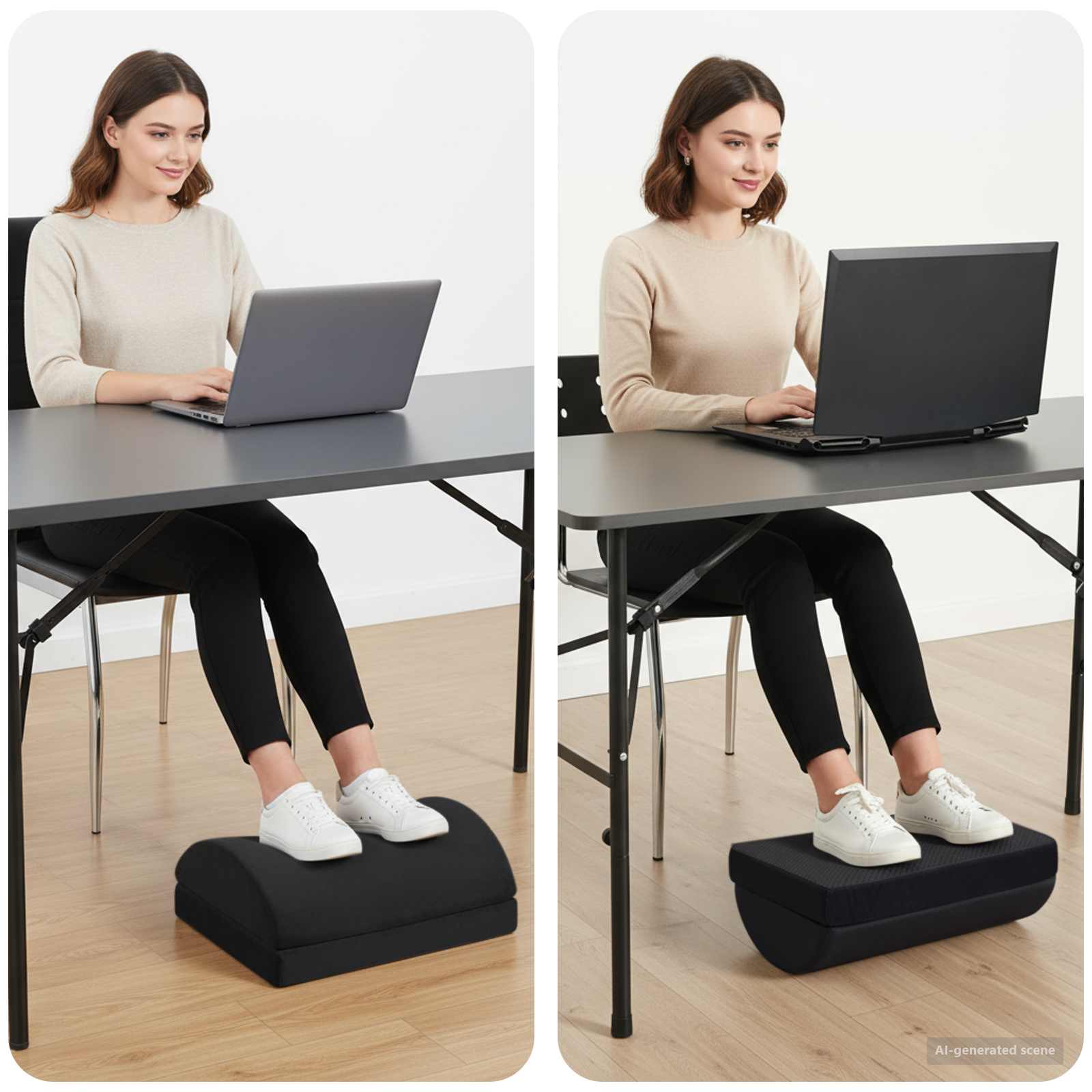 Vidaxxl coussin repose-pieds uni noir 44 x 29 x 17 cm