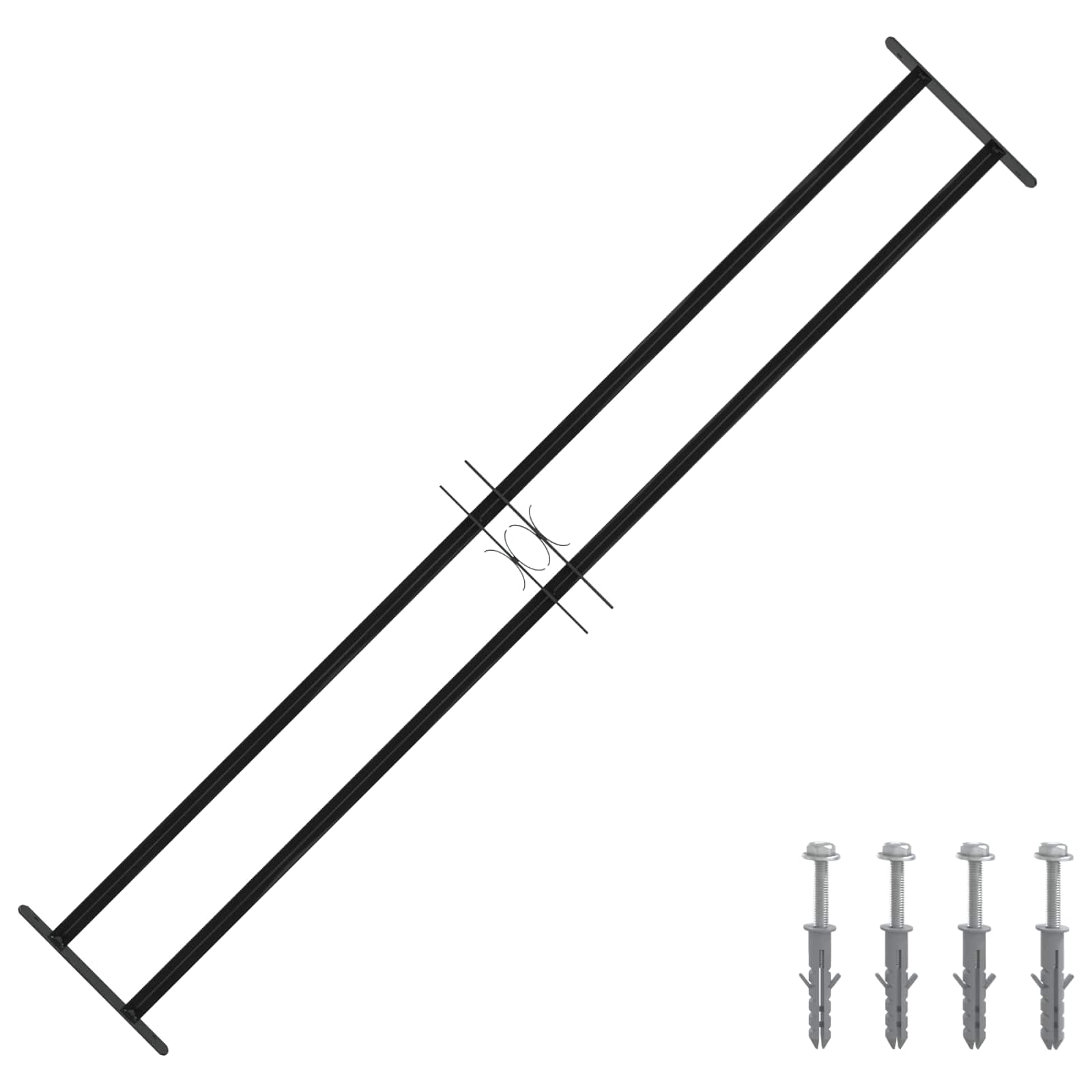 Vidaxx grille de fenêtre noir 176 x 30 cm en acier thermolaqué