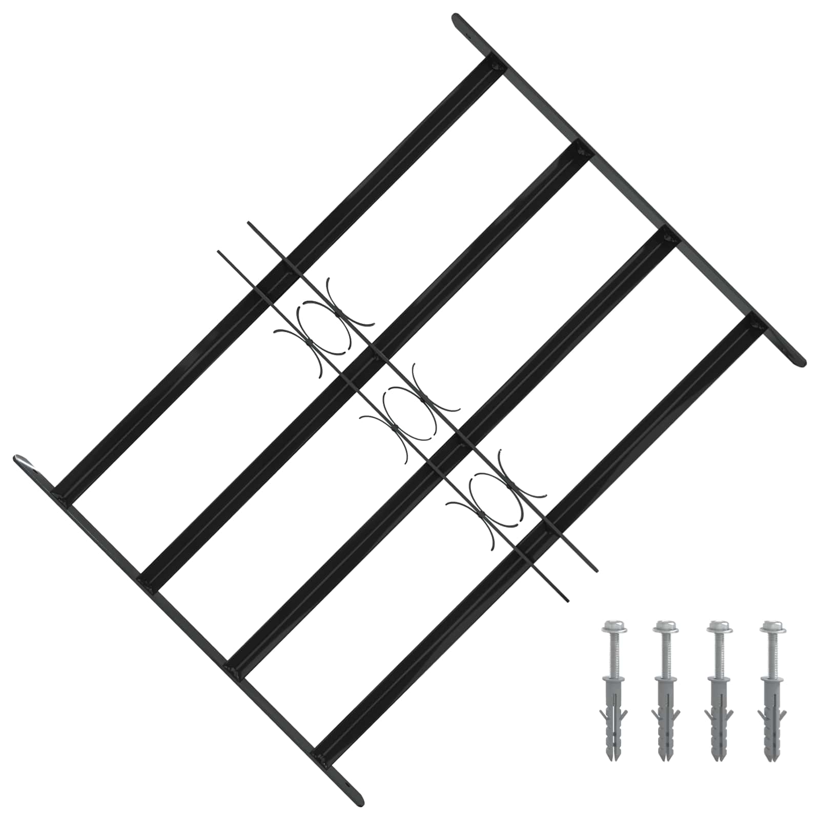 Vidaxx grille de fenêtre noir 75,5 x 60 cm en acier thermolaqué