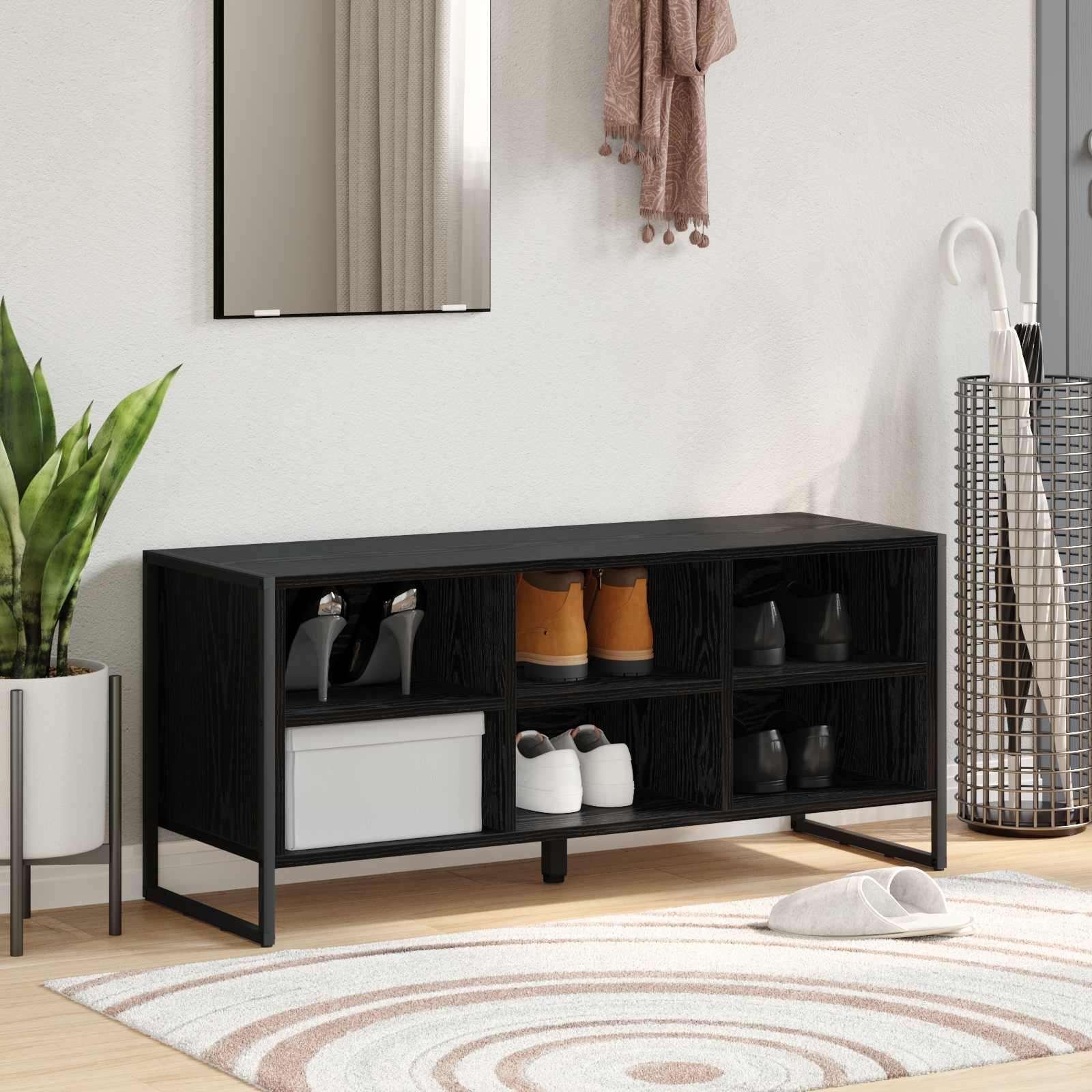 VidaXL armoire à chaussures chêne noir 60 x 35 x 44 cm bois fini