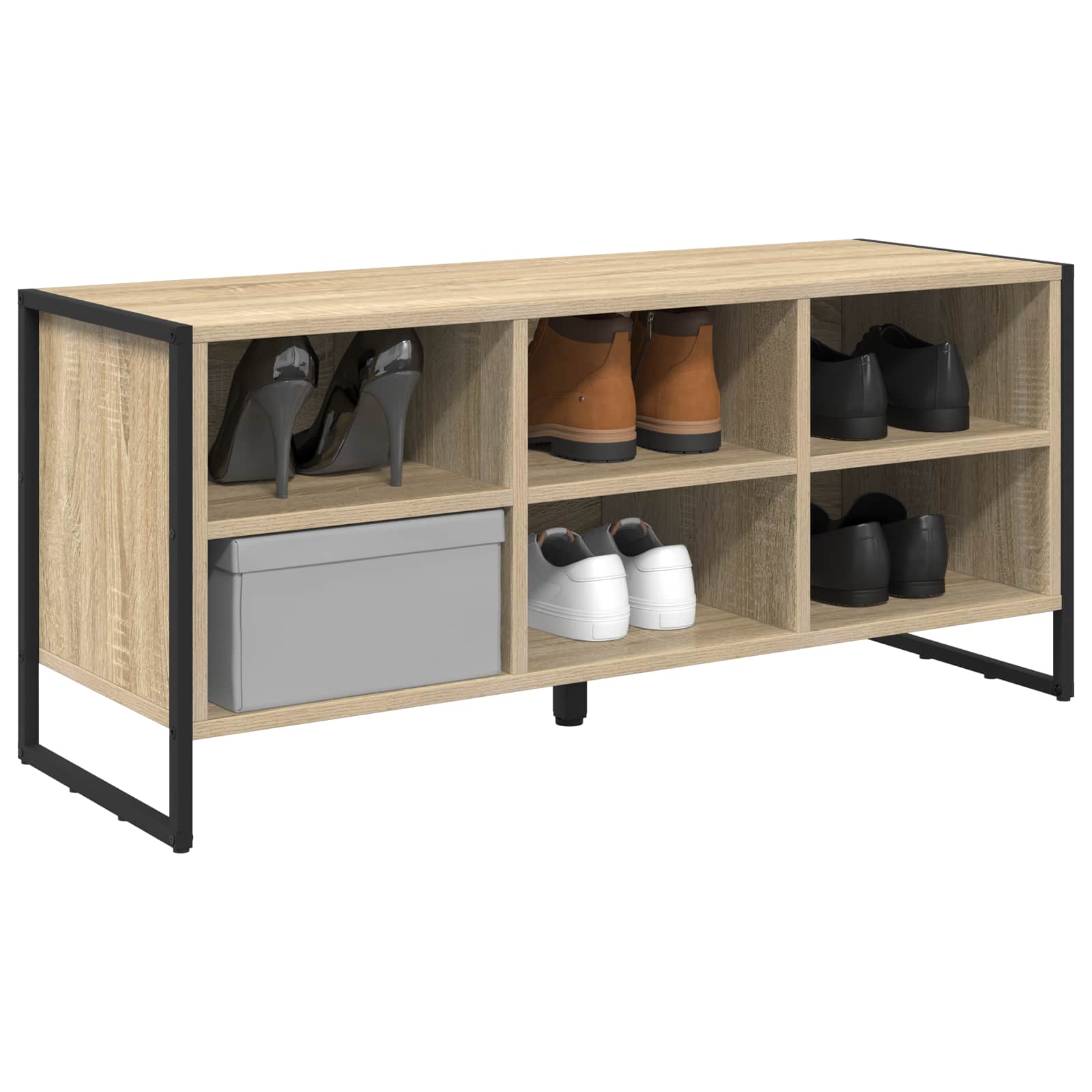 Vidaxl meuble à chaussures avec rangement sonoma 60 x 35 x 44 cm bois d'ingénierie
