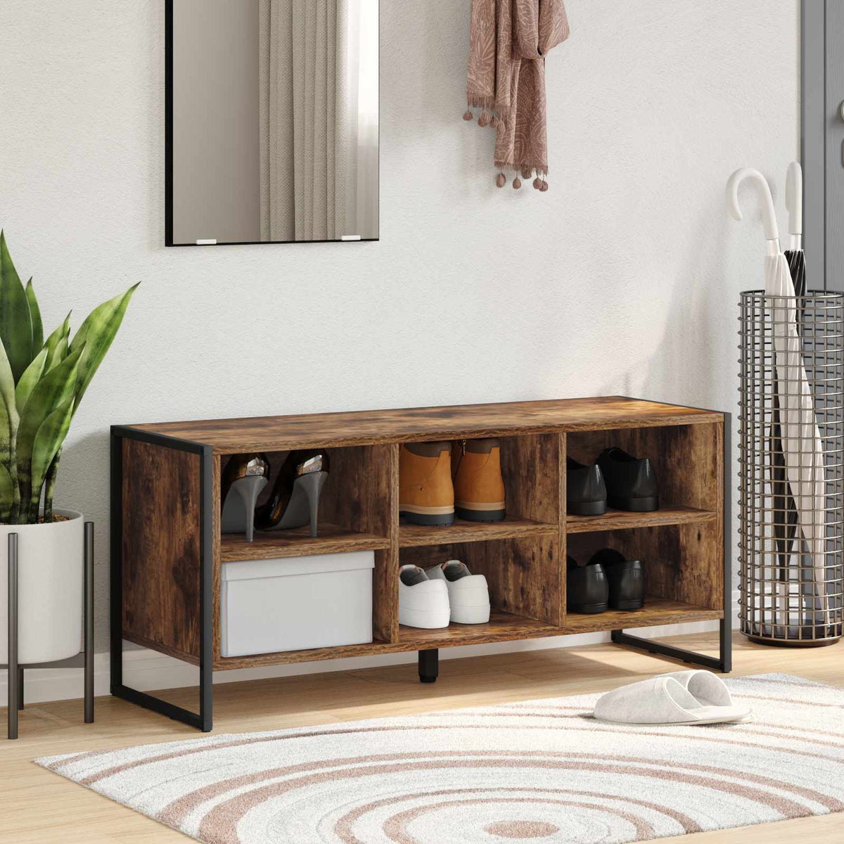 Vidaxx meuble à chaussures avec rangement chêne fumé 60 x 35 x 44 cm bois d'ingénierie