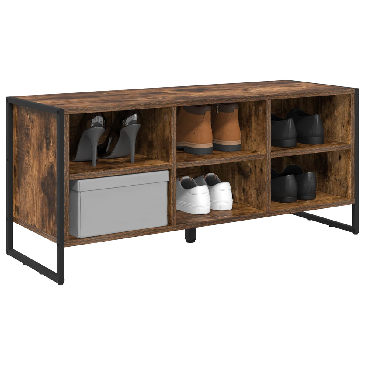 Vidaxx meuble à chaussures avec rangement chêne fumé 60 x 35 x 44 cm bois d'ingénierie