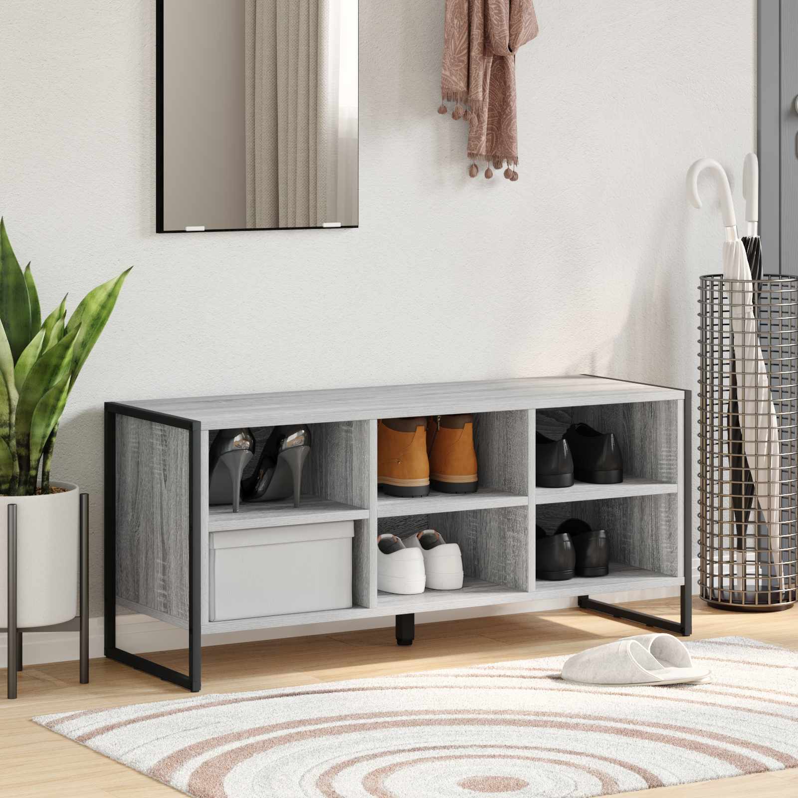 Vidaxl armoire à chaussures gris sonoma 60 x 35 x 44 cm bois fini