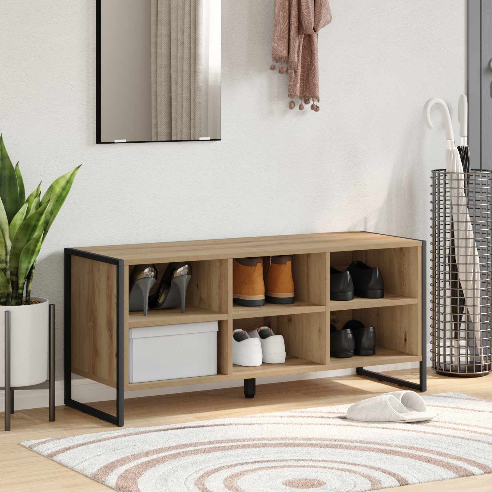Vidaxxl meuble à chaussures chêne artisanal 60 x 35 x 44 cm bois d'ingénierie