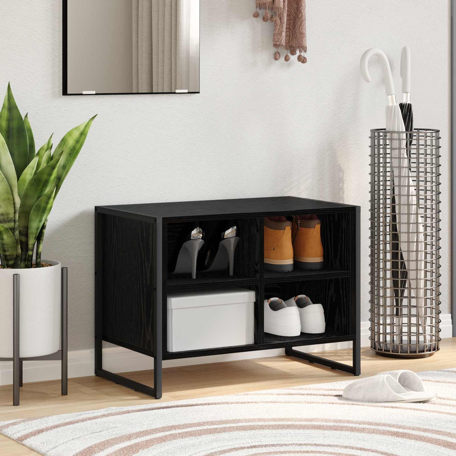 VidaXL armoire à chaussures chêne noir 60 x 35 x 44 cm bois fini