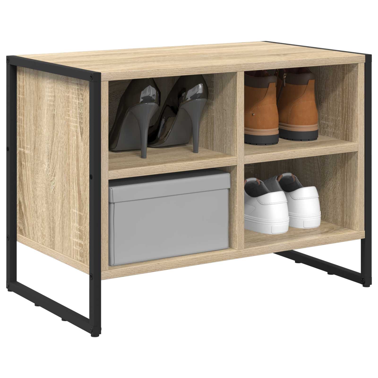 Vidaxl meuble à chaussures avec rangement sonoma 60 x 35 x 44 cm bois d'ingénierie