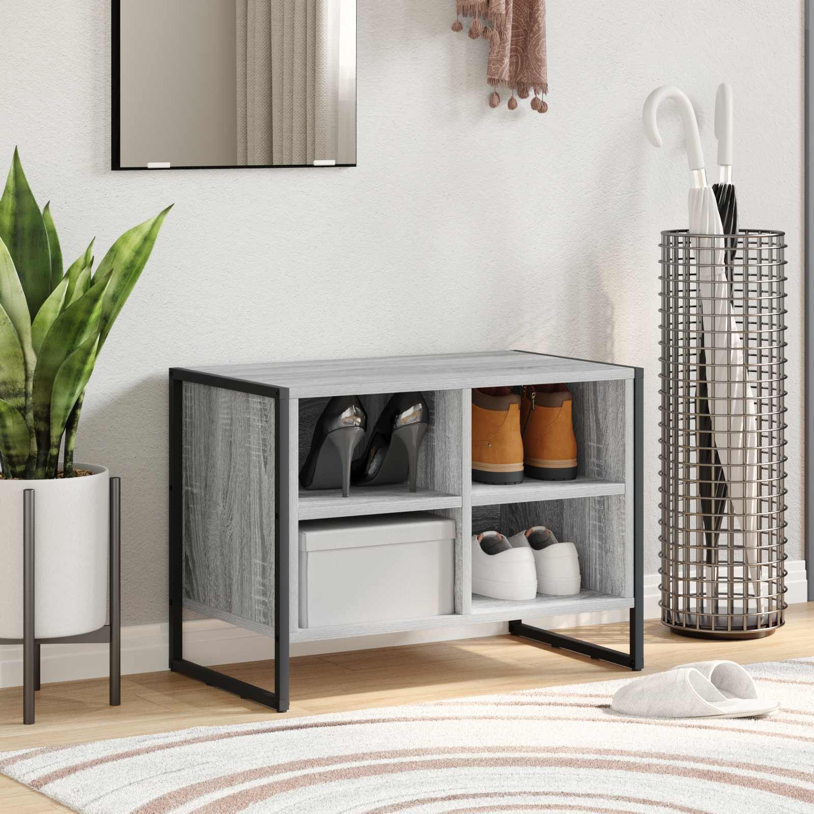 Vidaxl armoire à chaussures gris sonoma 60 x 35 x 44 cm bois fini